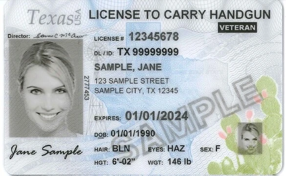 Example Texas License to Carry Handgun Card